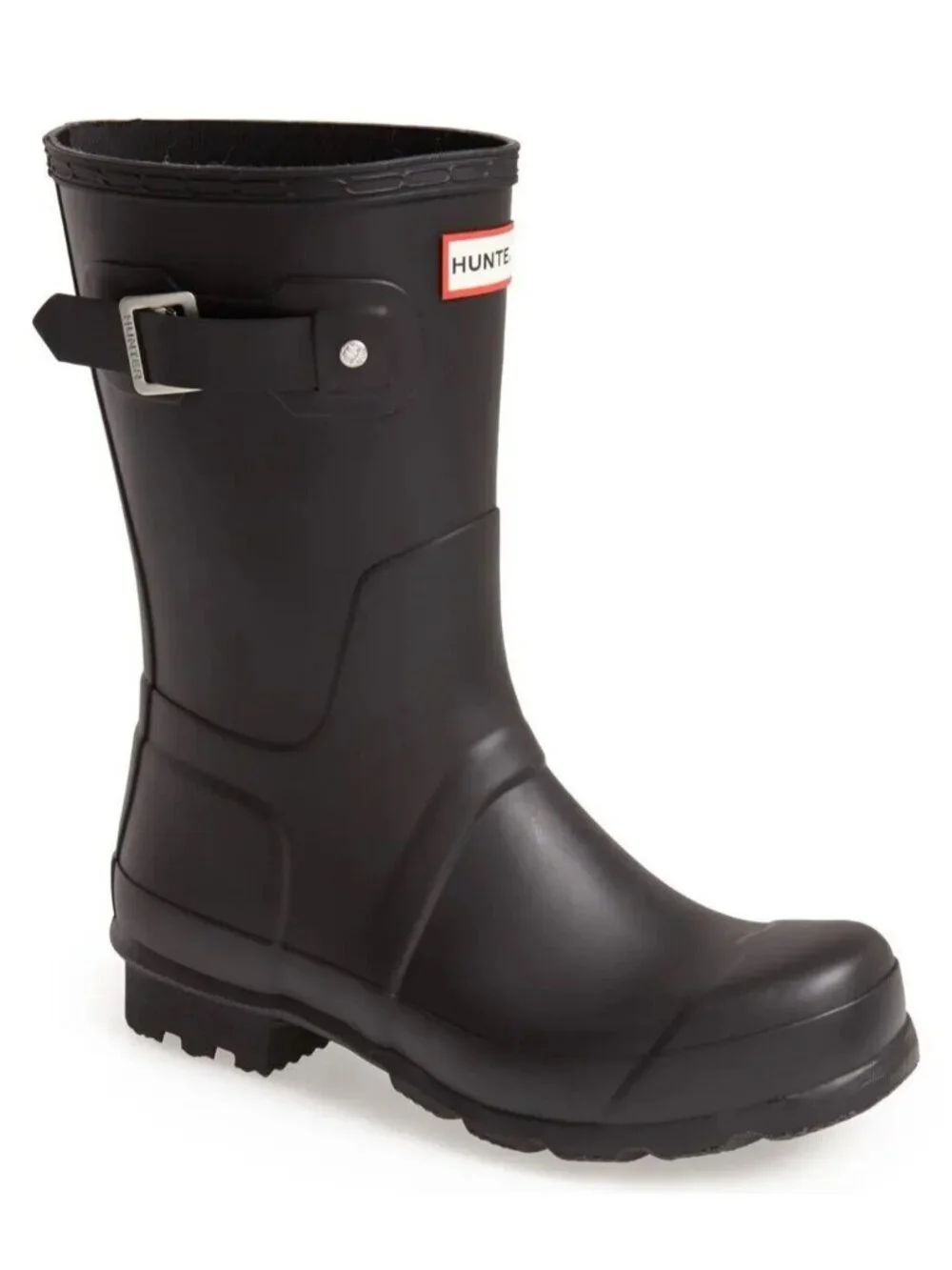 Hunter Men's Original Short Waterproof Rubber Rain Boots Black Size 12